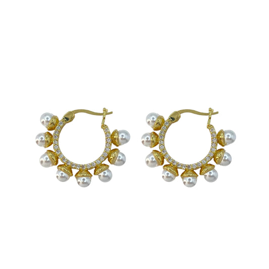 Touch of Pearl Hoops by Accessory Concierge