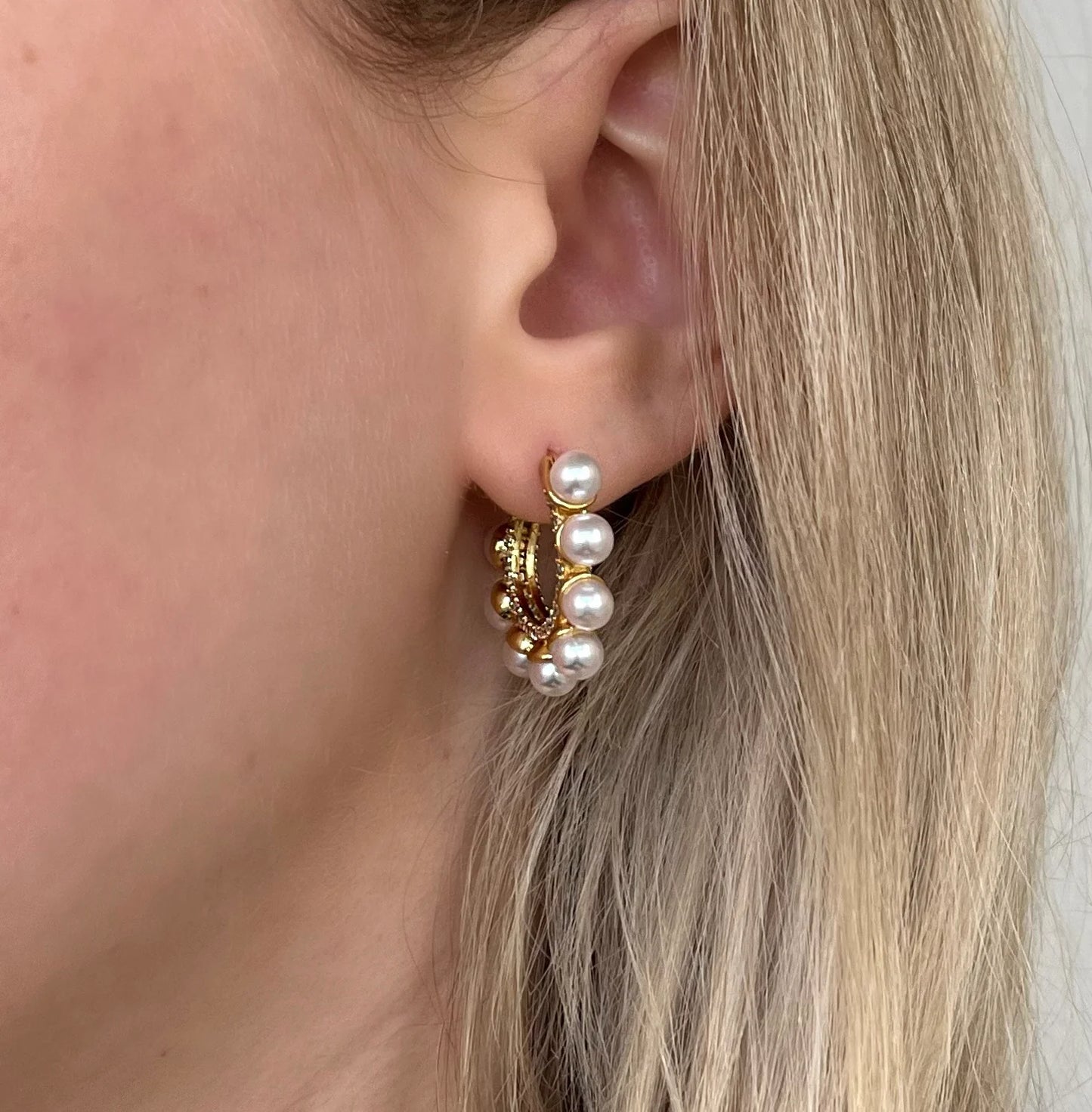 Touch of Pearl Hoops by Accessory Concierge