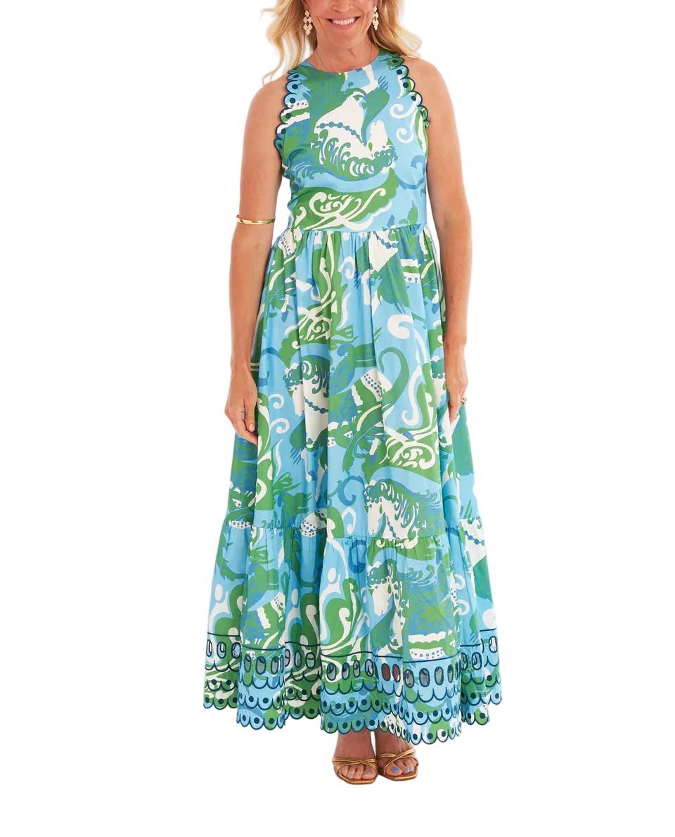 No summer wardrobe is complete without "that" dress you know the one: that looks great with a denim jacket and gold sandal and can easily be turned up a notch with a fun belt and statement earrings. The Trocadero Maxi is "that" dress! Whether it's a special party or date night, you're sure to turn heads in this versatile showstopper!

Cotton Sateen
Has Pockets
Back Zipper
58.5" Long