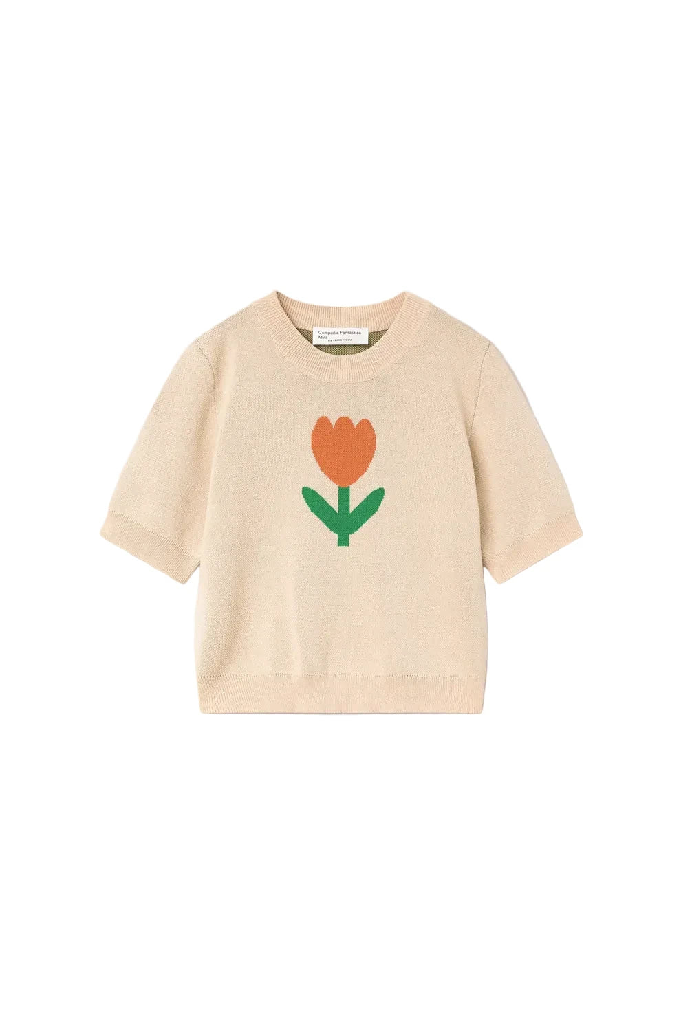 Beige tsweater with a tulip graphic on a white background