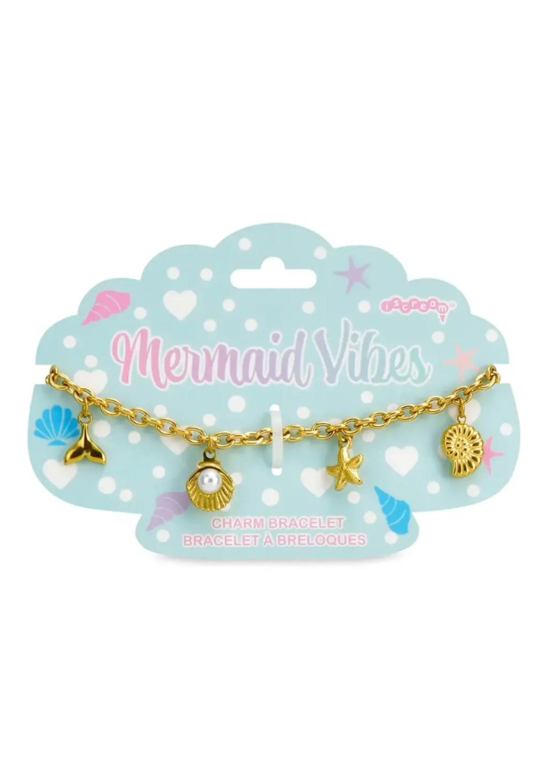 Bracelet with charms on a 'Mermaid Vibes' branded card