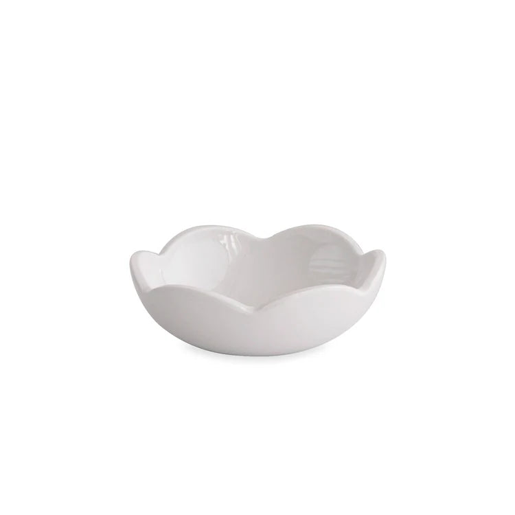 White melamine bowl with a unique design on a white background