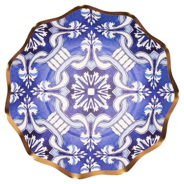This timeless Moroccan pattern incorporates a metallic gold rim that pairs perfectly with our Gold Bella cutlery &amp; Satin Gold wavy plates.&nbsp; Your guests will not believe this is all disposable!