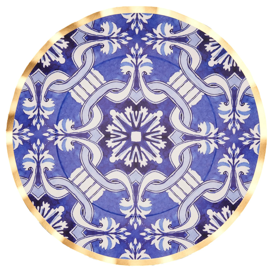 This timeless Moroccan pattern incorporates a metallic gold rim that pairs perfectly with our Gold Bella cutlery &amp; Satin Gold wavy plates.&nbsp; Your guests will not believe this is all disposable!