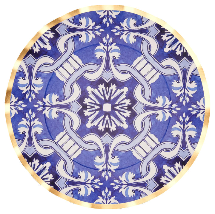 This timeless Moroccan pattern incorporates a metallic gold rim that pairs perfectly with our Gold Bella cutlery &amp; Satin Gold wavy plates.&nbsp; Your guests will not believe this is all disposable!