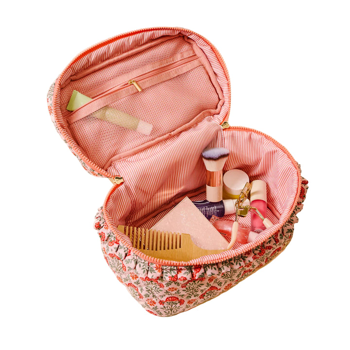 Glam & Go Quilted Cosmetic Bag - Everbloom Dusty Rose