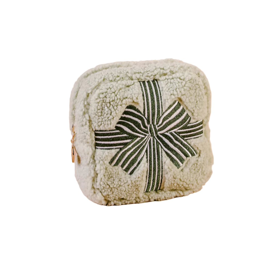 Square Holiday Gift Bow Teddy Pouch