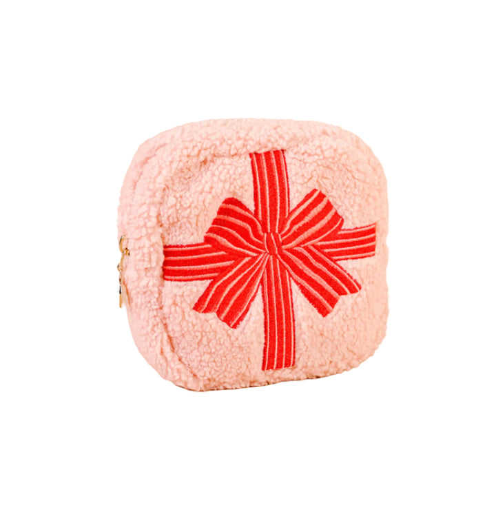 Square Holiday Gift Bow Teddy Pouch