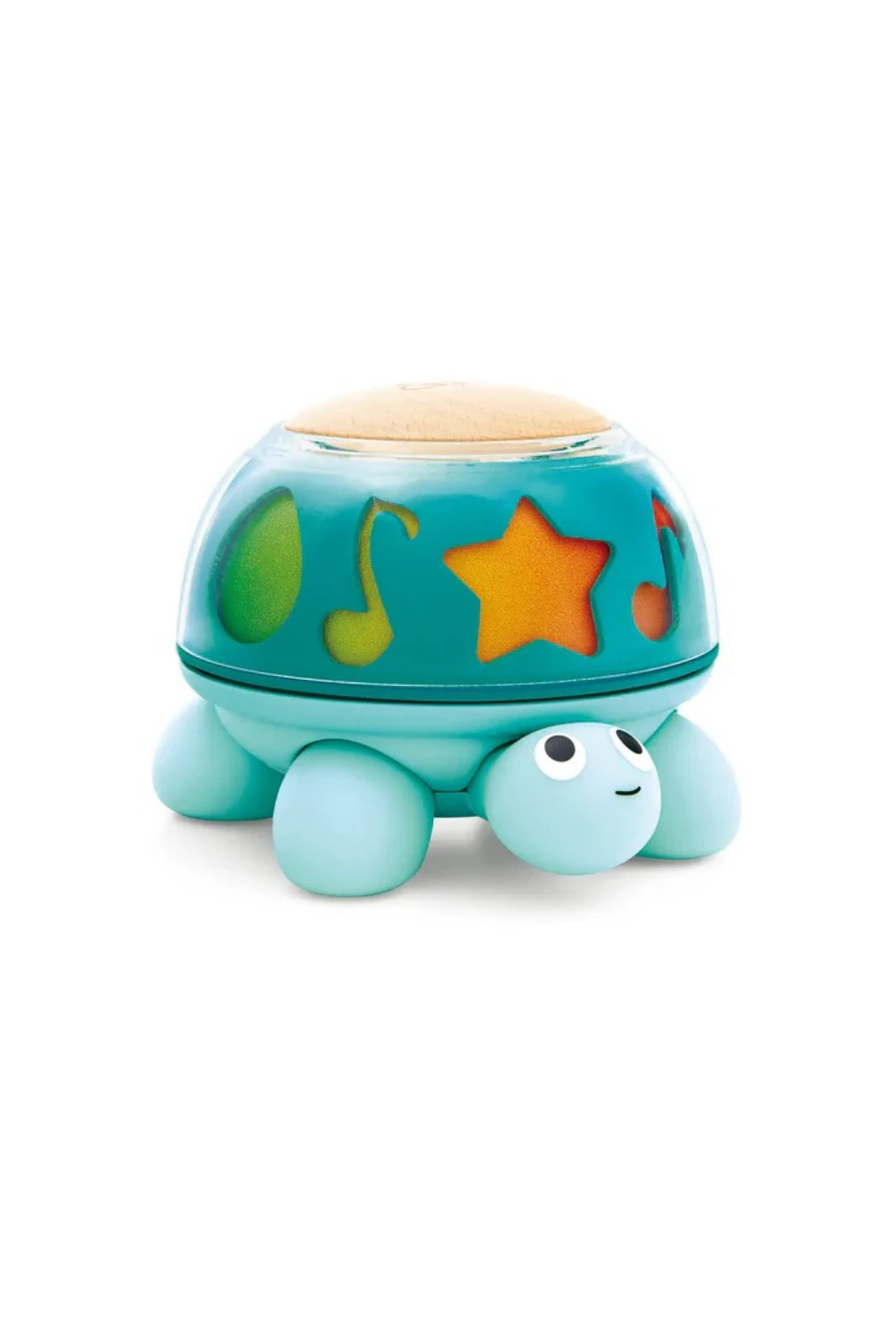 Toy turtle with colorful design on a white background