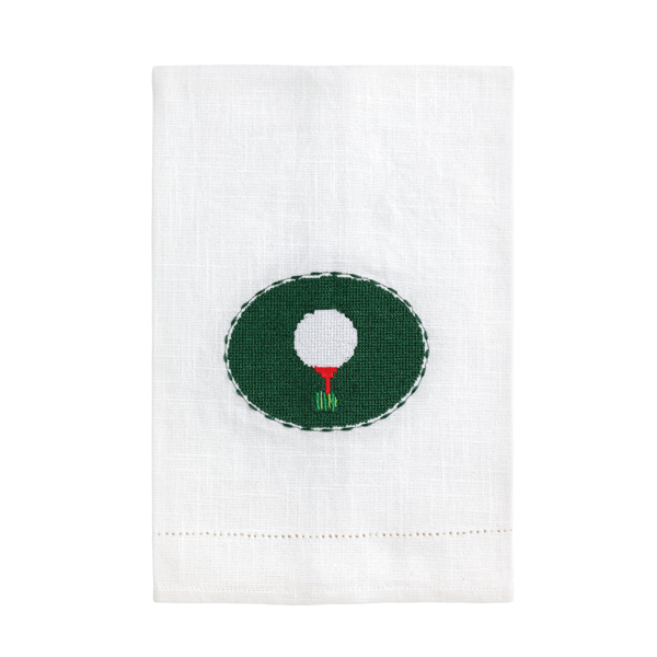 Golf Needlepoint Tea Towel - Pickering Boxwood