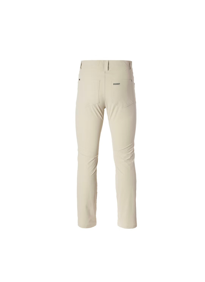 Beige slim-fit trousers shown from the back, featuring a small black GORE-TEX logo on the upper right side, displayed on a clean white background.