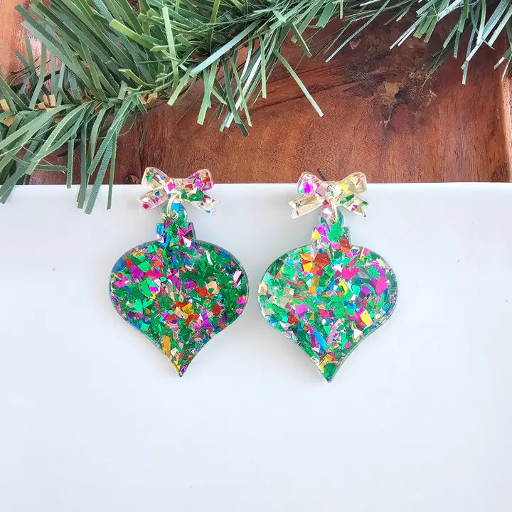 Christmas Green Ornament Earrings