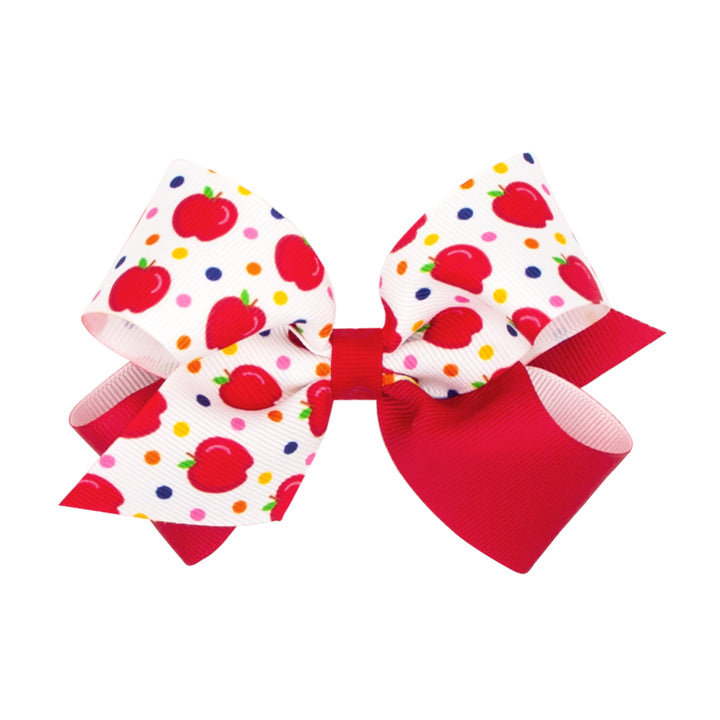 Large bow with strawberry pattern on a white background