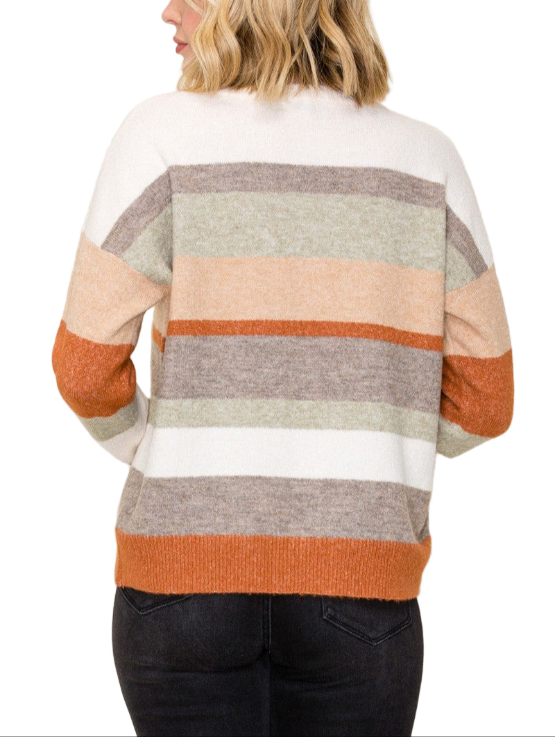 Add a splash of fun to your wardrobe with the Connie Multi Color Sweater. This cozy crew neck combines vibrant hues for a playful look that brightens up any outfit. Perfect for chilly days, it keeps you comfy while adding a cheerful twist to your style.