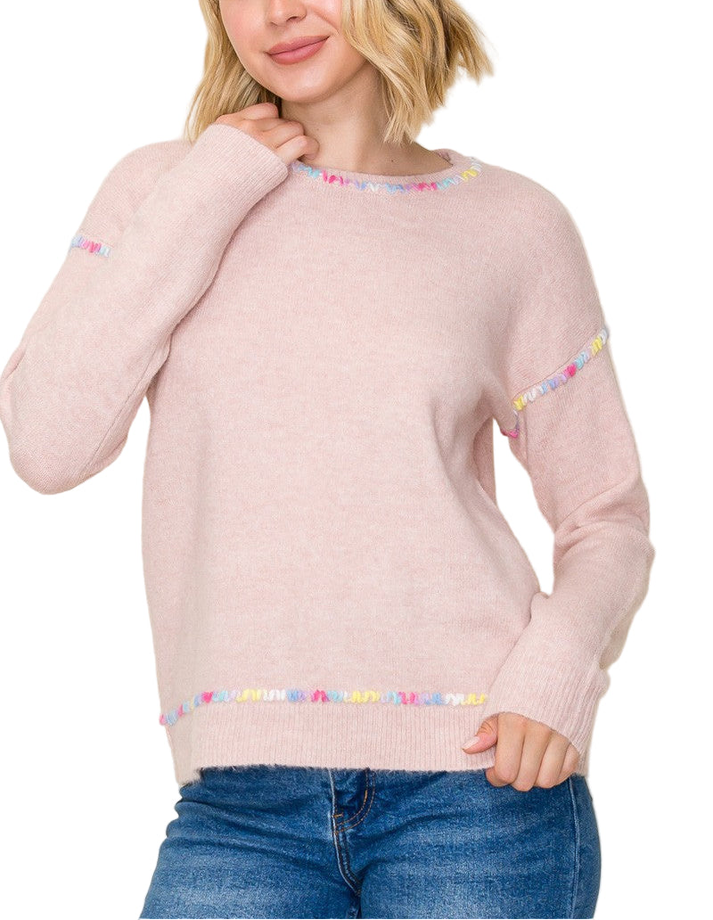 Multi Color Stitch Knit Sweater