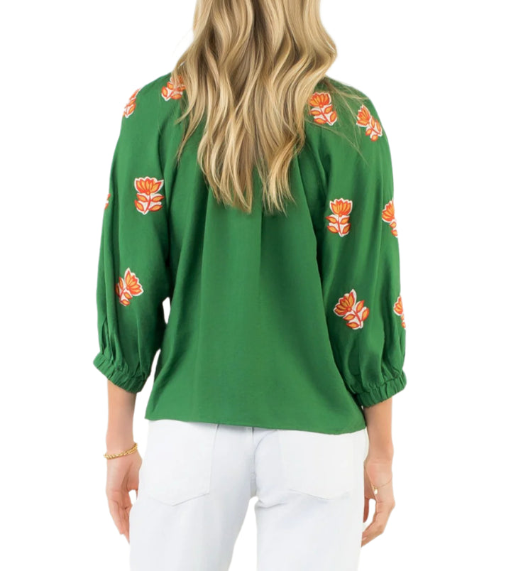 Embroidered Detail Button Up Top