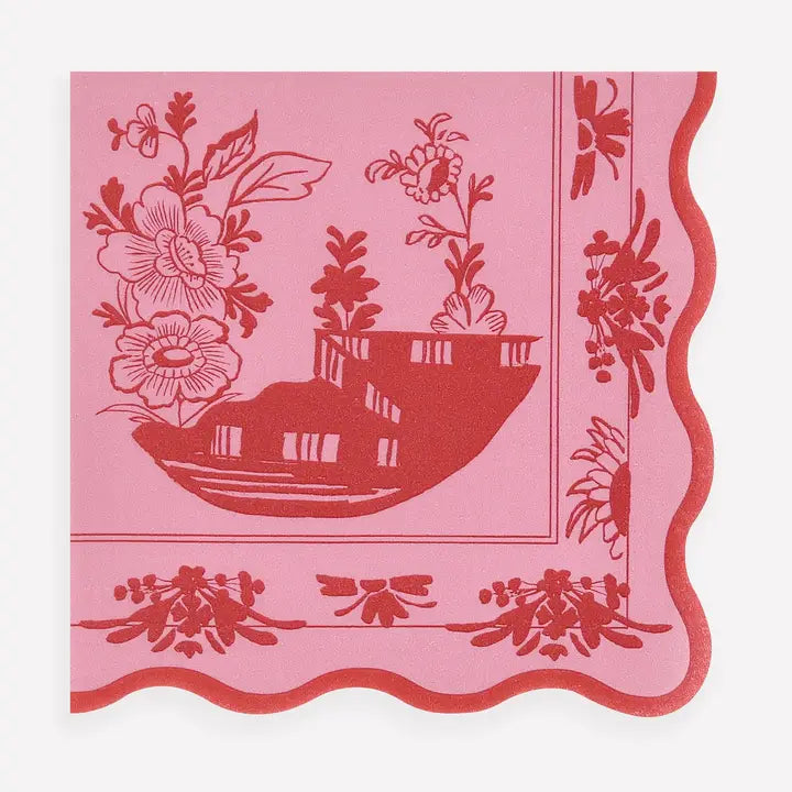 Pink Vintage Botanical Tableware - Pickering Boxwood