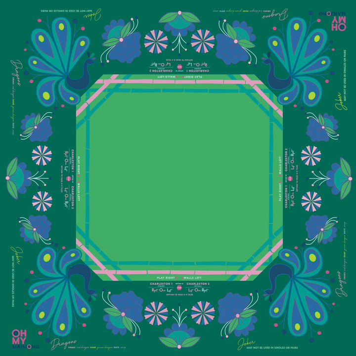 Birdie Green Mahjong Mat by Oh My Mahjong