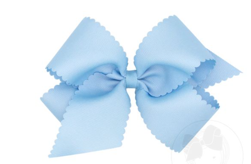 King Grosgrain Hair Bow with Scalloped Edge