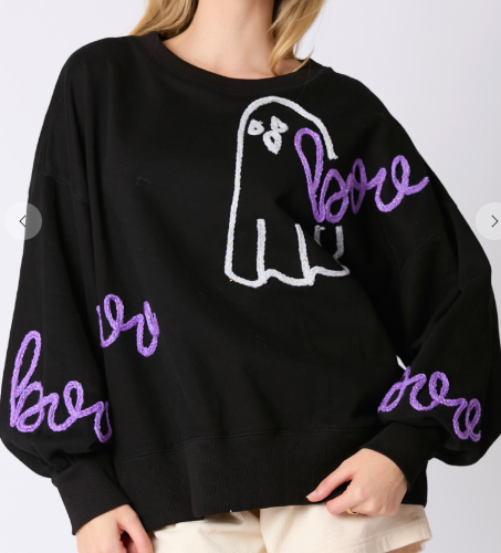 Boo & Ghost Oversized Sweater in Black