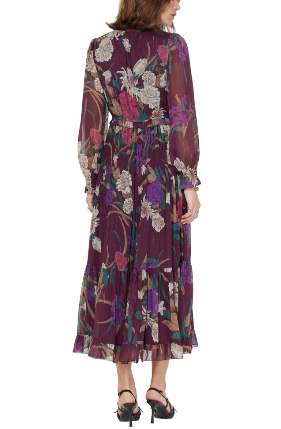 Floral Surplice Pleated Maxi Dress
