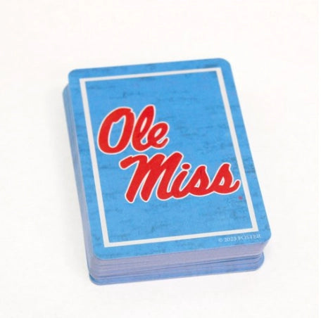  Paintings of iconic University of Mississippi locations, traditions, and events! The FOSTER collegiate line is meant to foster a collection of memories of our community’s alma maters!

The officially licensed playing cards send a portion of proceeds back to Ole Miss to contribute to scholarship fundings.

 * Standard, Poker Size Playing Cards 
 * 52 card deck, plus 2 jokers 
 * 16 paintings in each deck 
 * Original artworks by FOSTER 
 * Officially licensed by the CLC 


These Ole Miss Playing Cards are a