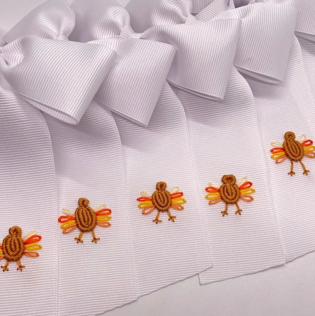 Fall Embroidered Bow