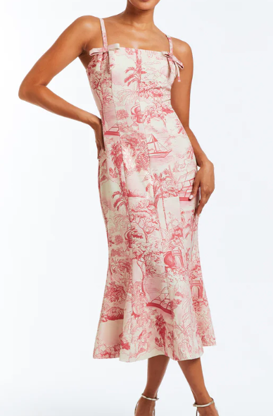 Calista Midi Dress in Pink/Ivory by Mestiza