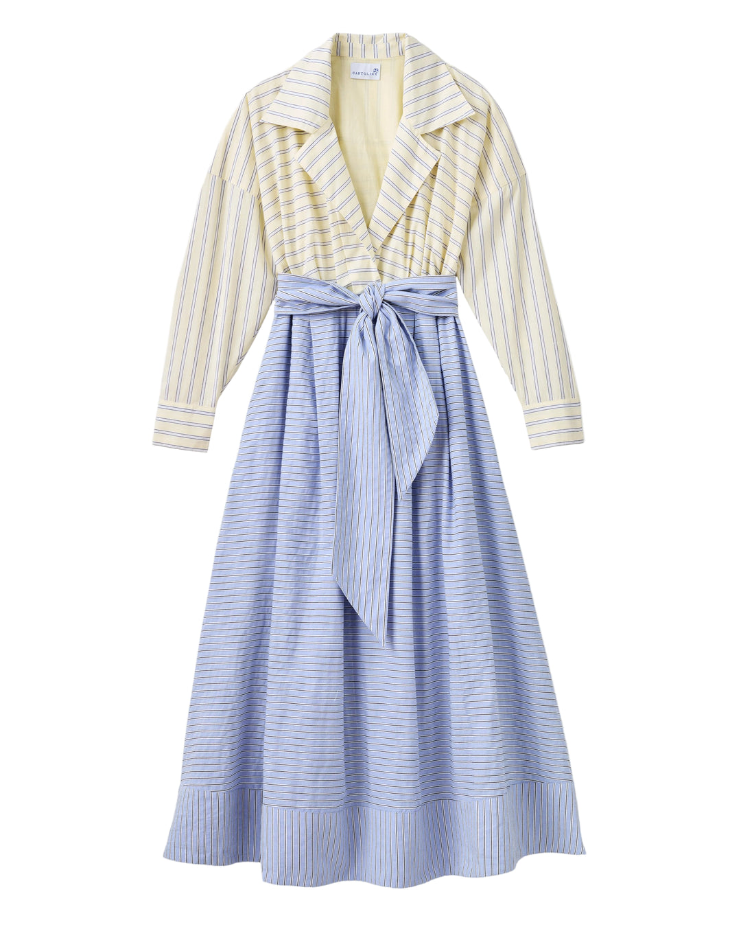 The epitome of sunny, effortless travel wear, airy stripes and a relaxed shape evoke the charm of a slow morning. It is designed for sipping coffee on a sweeping wrap-around porch.

Classic midi-length shirtdress crafted from a breathable, airy cotton yarn-dyed stripe

Features elegant skirt pleating, a dropped shoulder for a relaxed vibe, and a traditional classic collar

Unlined for a breezy feel, complete with a detachable fabric tie belt, side seam pockets, and a hidden side zipper