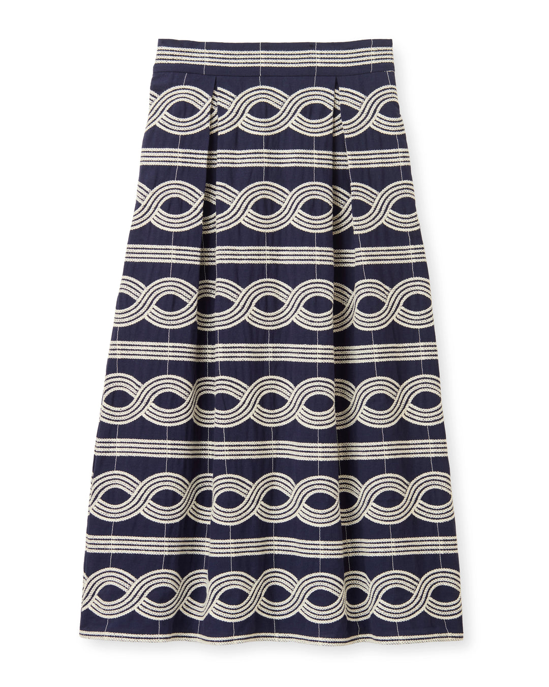 Bringing a sculptural, textured edge to a classic silhouette, this versatile anchor moves with a quiet grace. It beautifully mirrors the deep waters it draws inspiration from.

Elegant midi-length silhouette crafted from a beautifully embroidered specialty linen blend

Designed with a sleek front and hidden elastic placed in the back waist for an incredibly comfortable fit

Fully lined in breathable cotton voile, featuring a hidden side zipper and highly functional side pockets