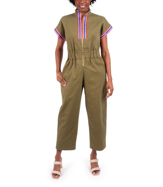 Poppy Jumpsuit in Army by Emily McCarthy