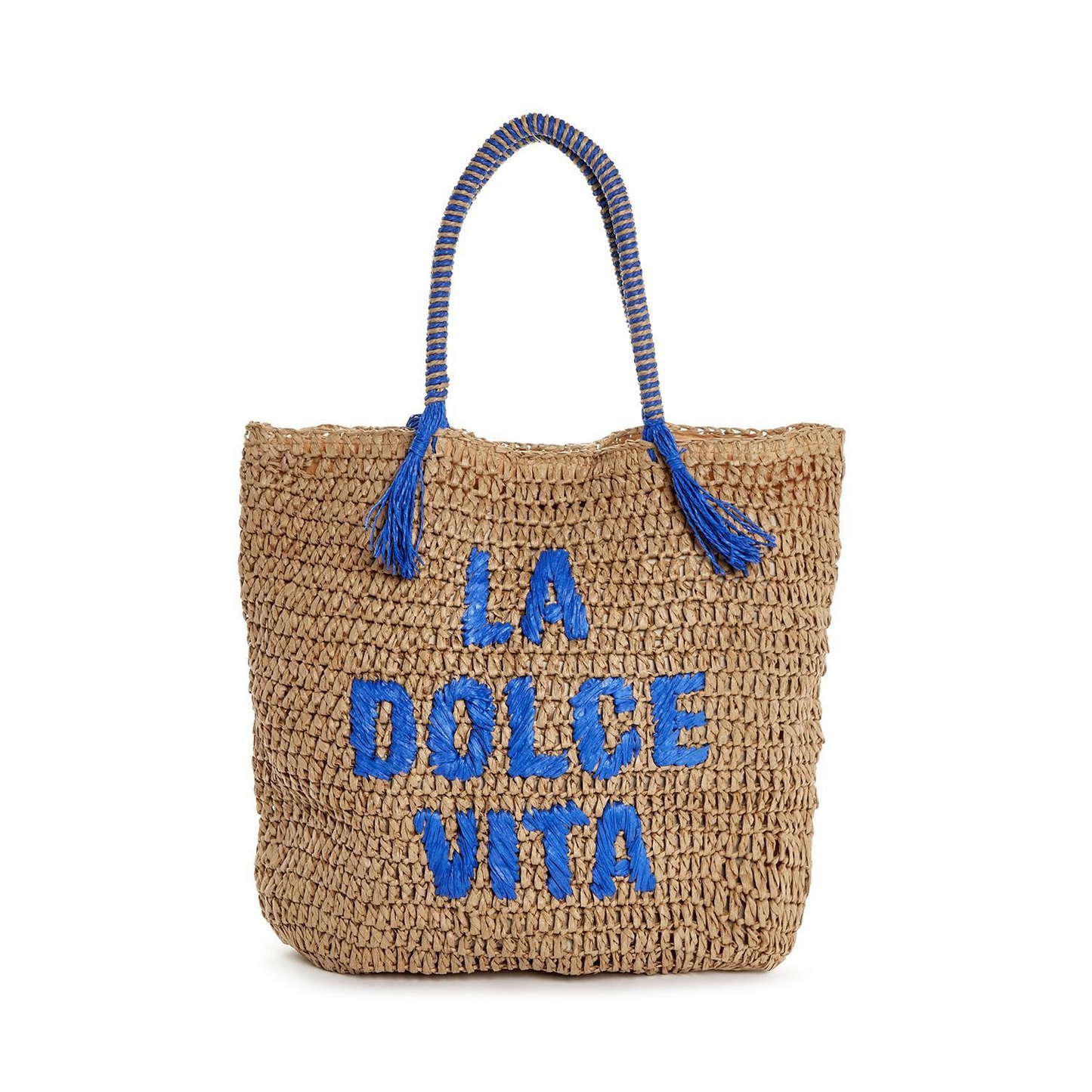 Hand Embroidered Raffia Tote