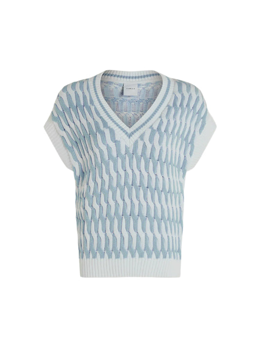 This chunky knit vest is made from 100% cotton in a relaxed fit and features a bold two-tone design. Wear it on its own or layered with t-shirts and dresses in the transitional months.