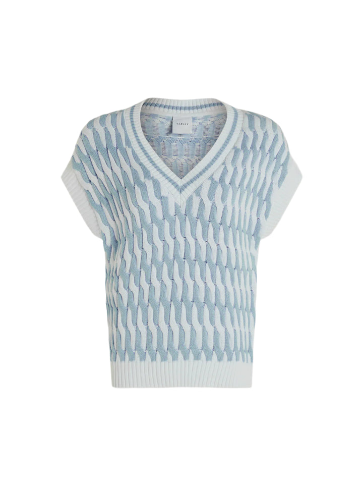 This chunky knit vest is made from 100% cotton in a relaxed fit and features a bold two-tone design. Wear it on its own or layered with t-shirts and dresses in the transitional months.