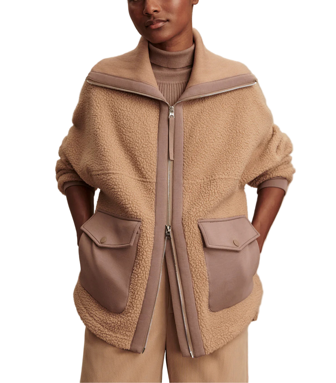 Layer up in the relaxed fit of our Eleanor fleece - super soft, textured, and perfect for fall.