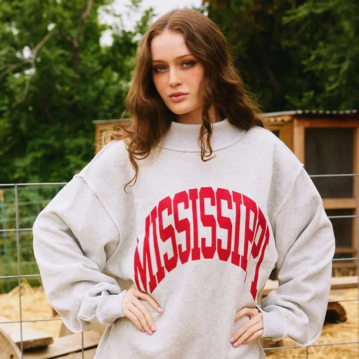 Mississippi/MS Reversible Mock Neck Sweatshirt