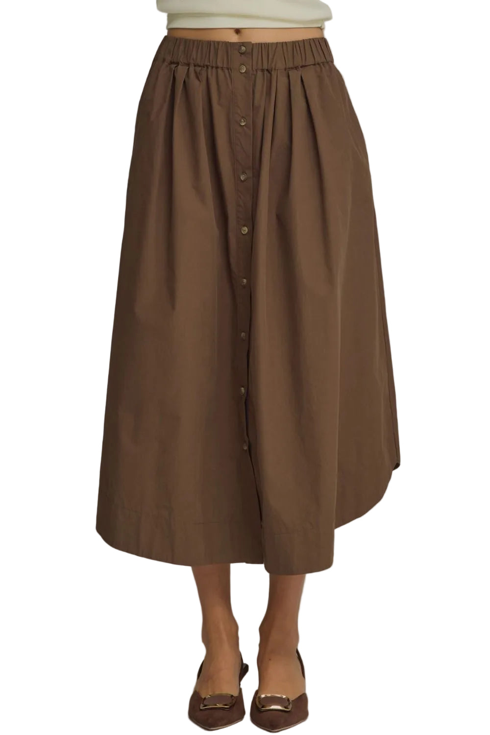 Button Front Midi Skirt
