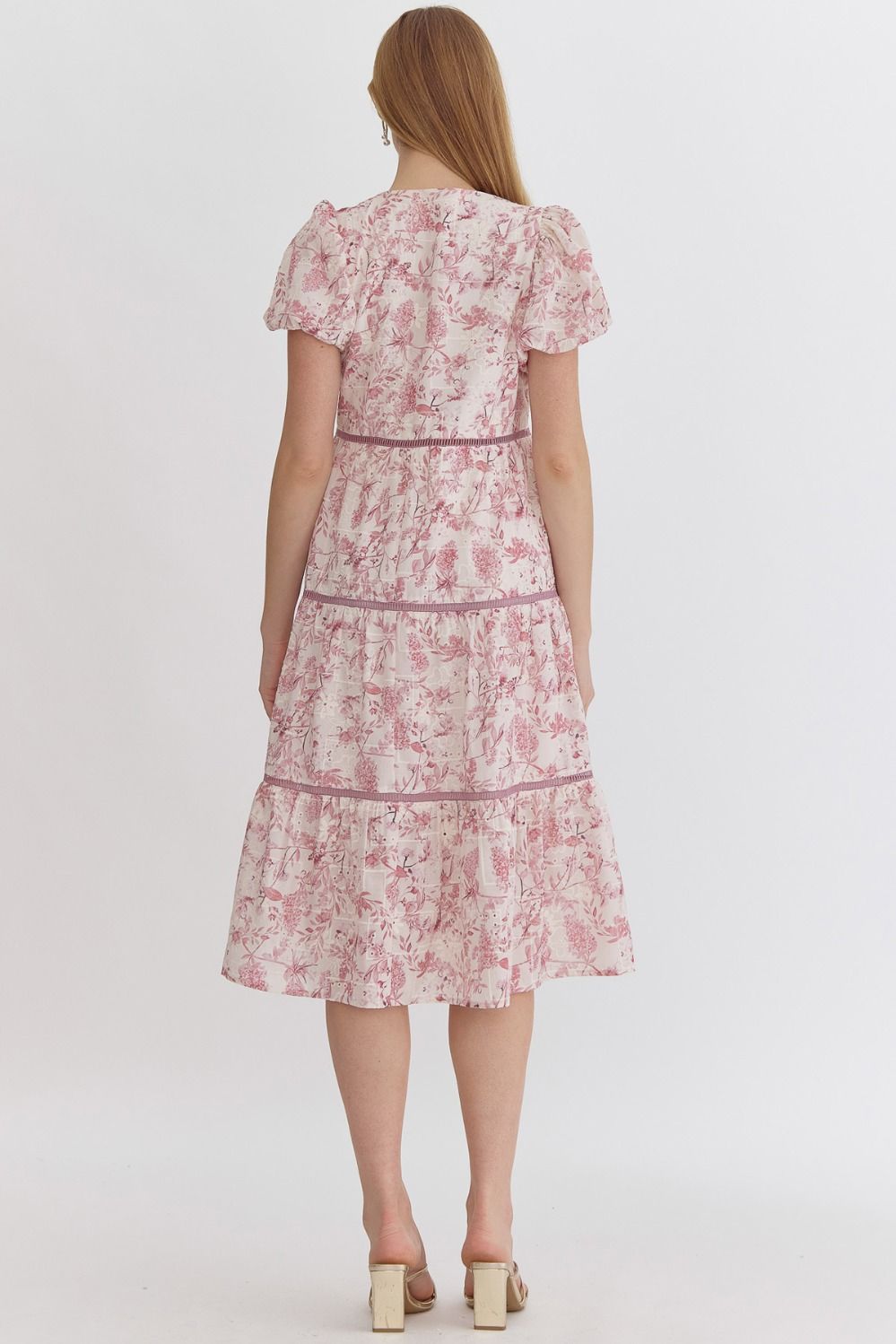 Entro Eyelet Floral Midi Dress