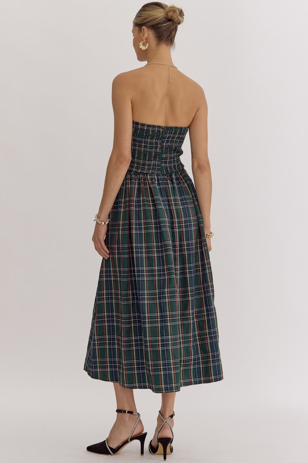 Lacey Plaid Strapless Dress