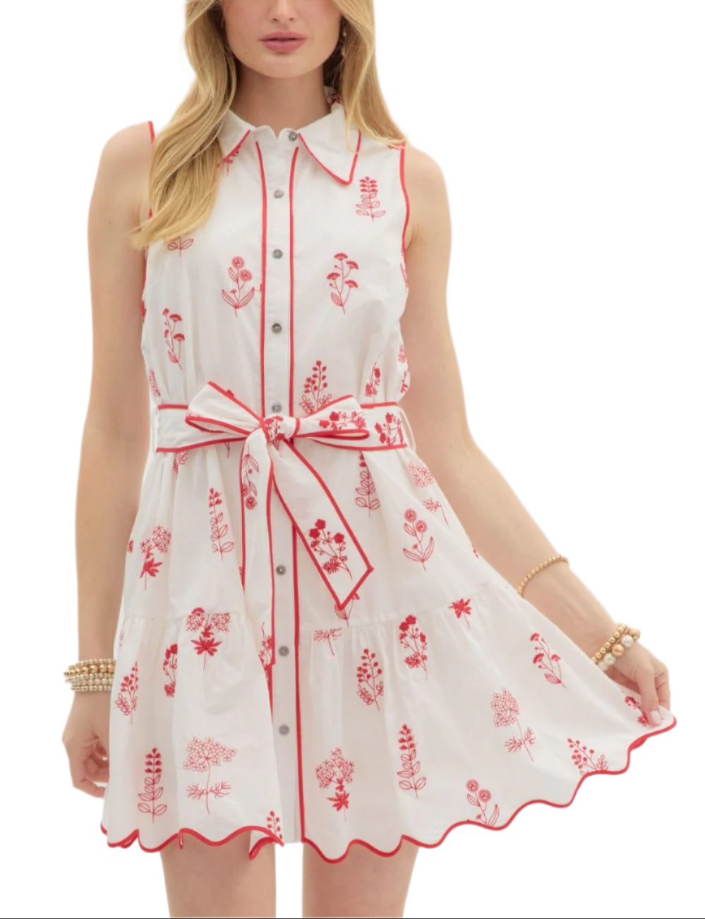 Floral Embroidered Sleeveless Dress