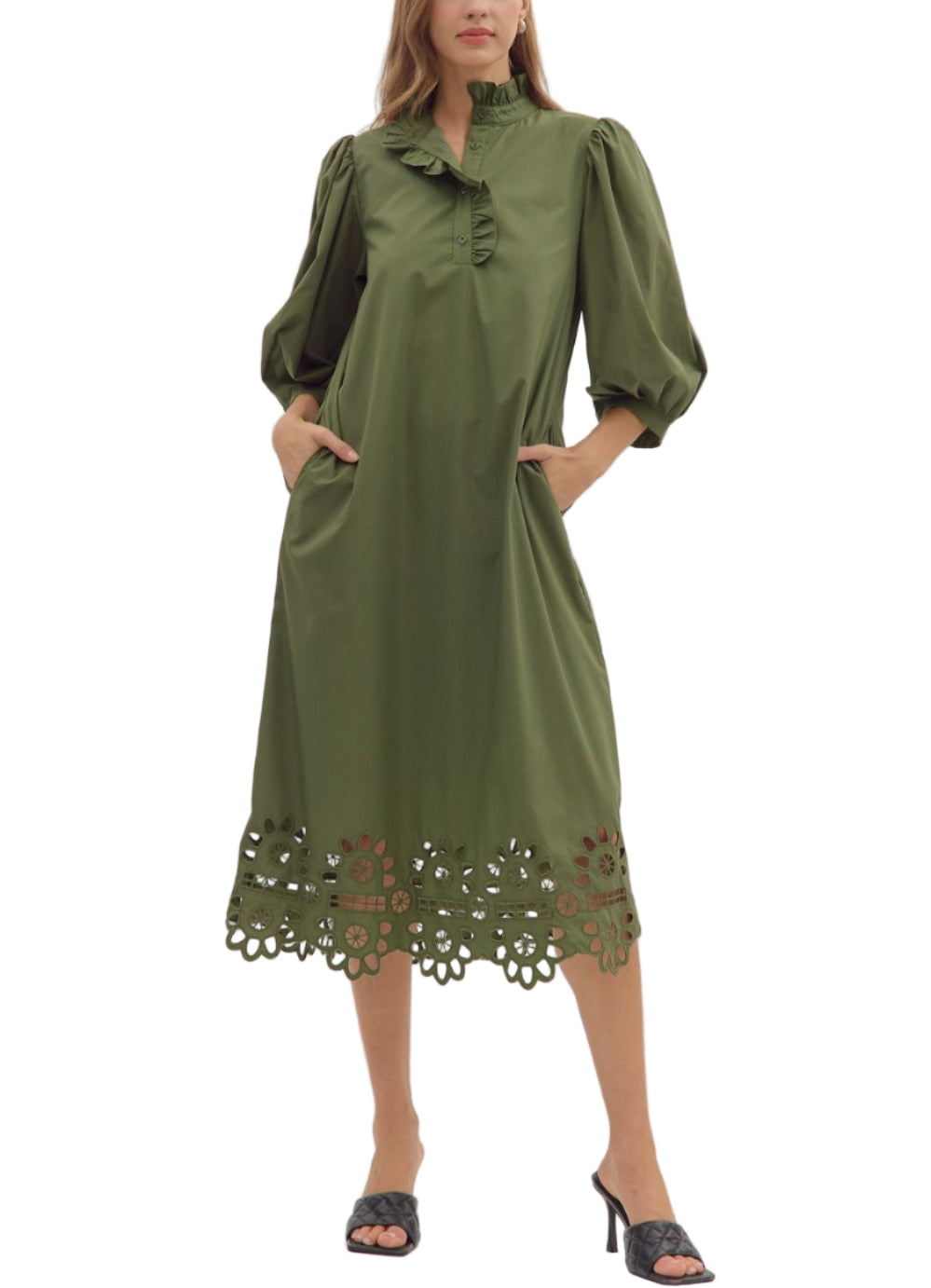 Chloe Puff Sleeve Midi Dress