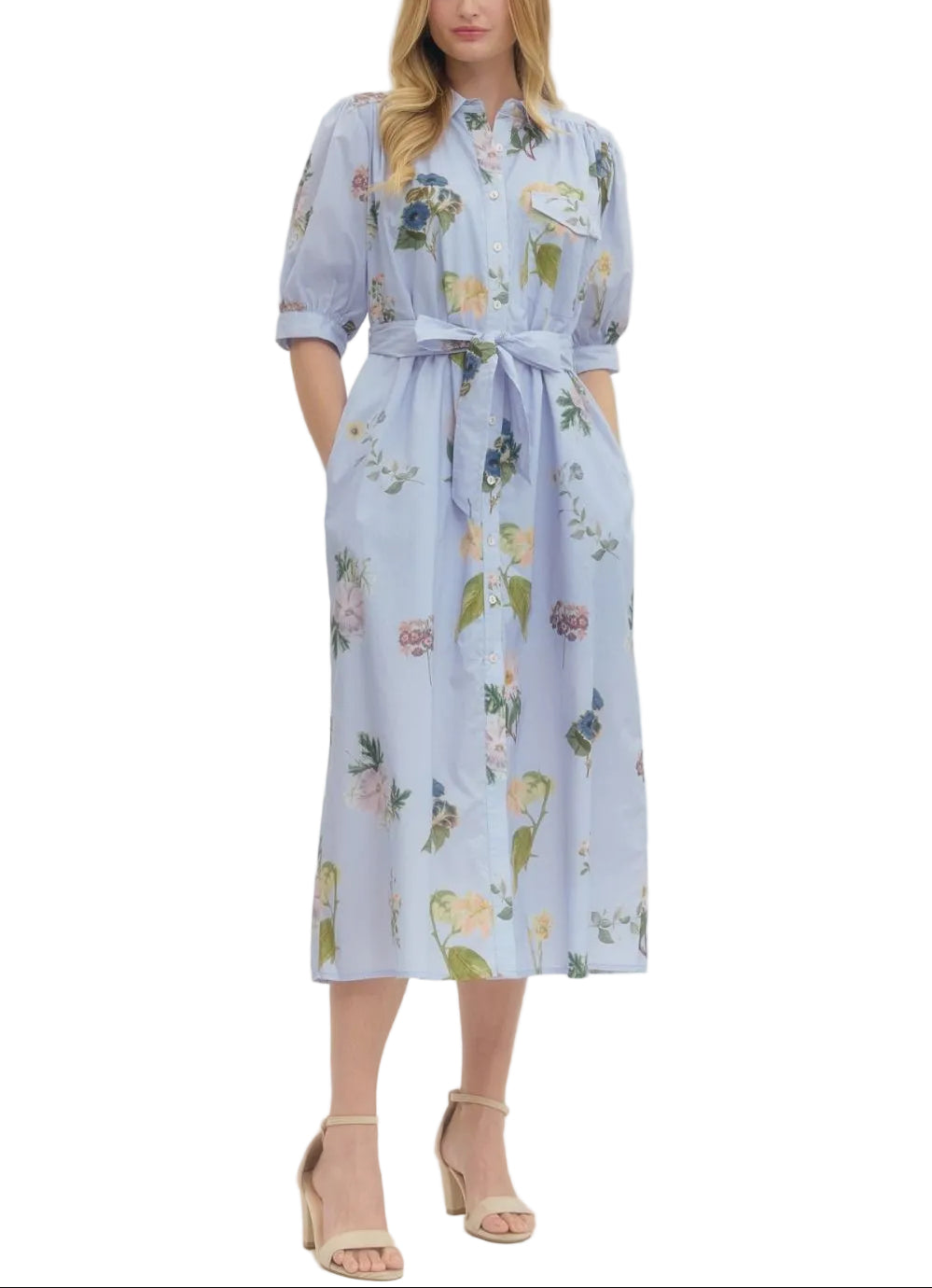 Twirl into spring with this charming floral print midi dress! The puffed short sleeves add a touch of whimsy, while the midi length offers effortless elegance for any occasion. Perfect for garden parties, brunch dates, or simply brightening your everyday wardrobe. The vibrant floral pattern brings joy and movement to your style, making this dress a go-to favorite that transitions beautifully from season to season.