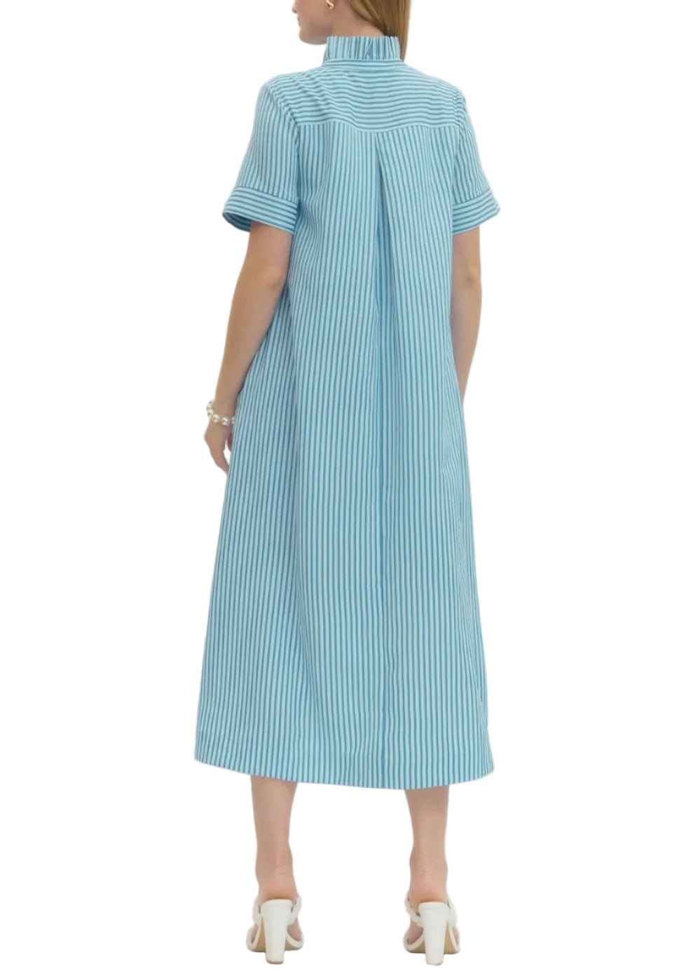 Dawn Blue Stripe Midi Dress - Pickering Boxwood