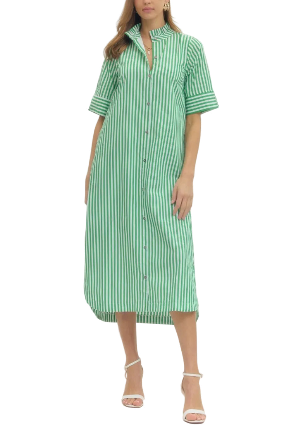 Darla Stripe Midi Dress - Pickering Boxwood