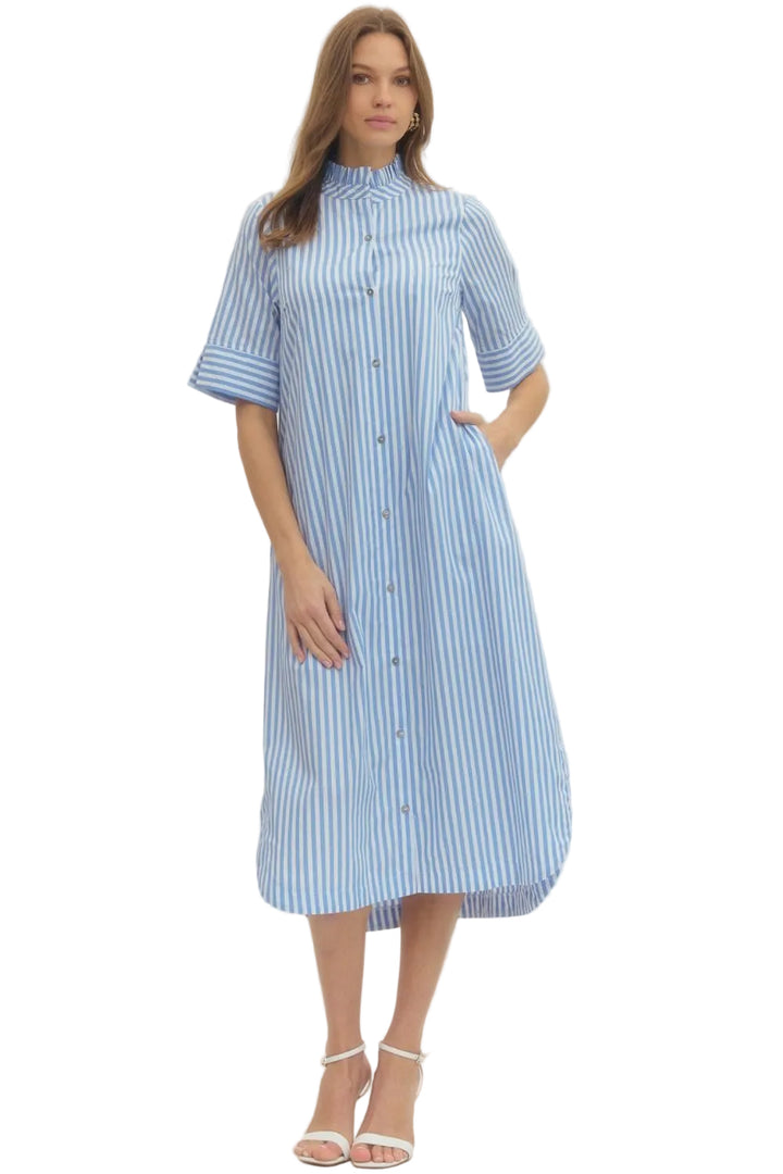 Darla Stripe Midi Dress - Pickering Boxwood