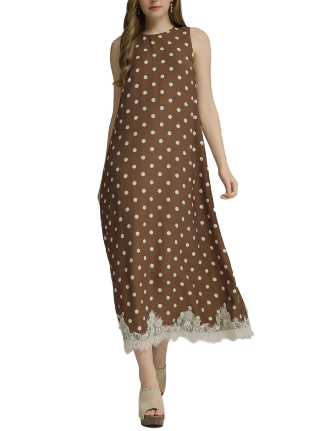 Polka Dot Sleeveless Midi Dress