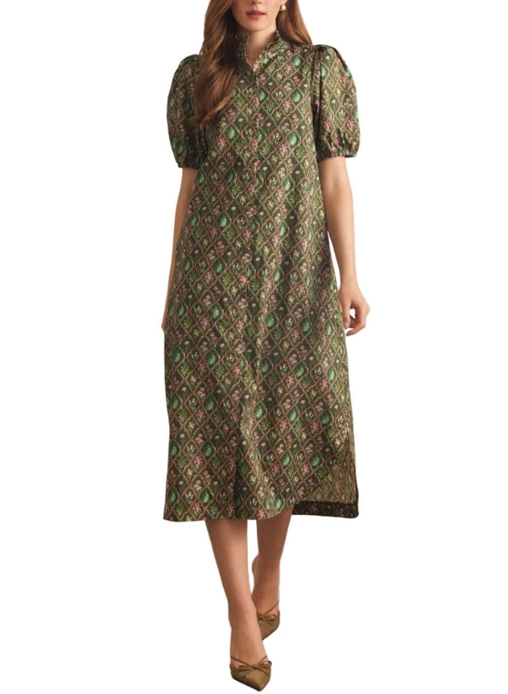 Sophia Short Sleeve Puff Midi Dress