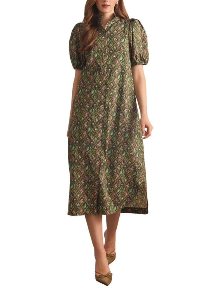 Sophia Short Sleeve Puff Midi Dress