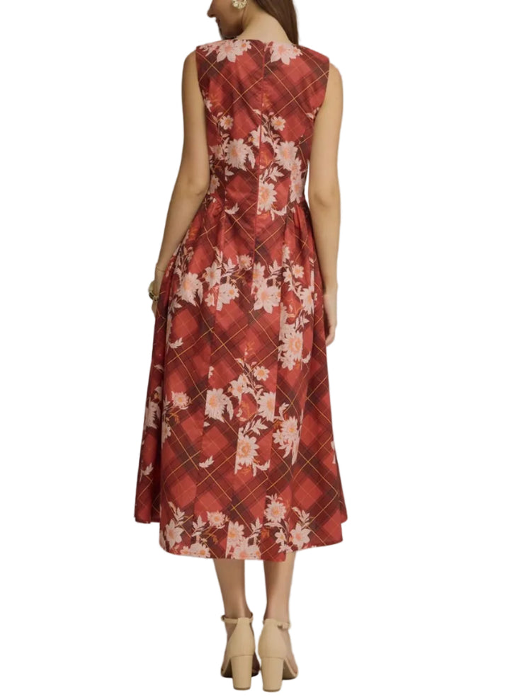 Chloe Floral Plaid Midi Dress