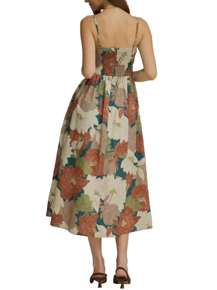 Shania Floral Pleated Midi Dress